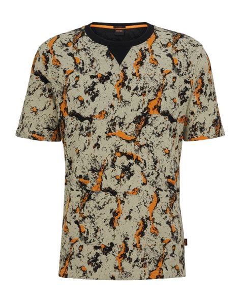 Camouflage/yellow Embroidered Cotton Jersey T